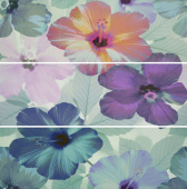 Плитка 7009 COMP. AZUL GRIS MALVA HIBISCUS 3 ДЕКОР
