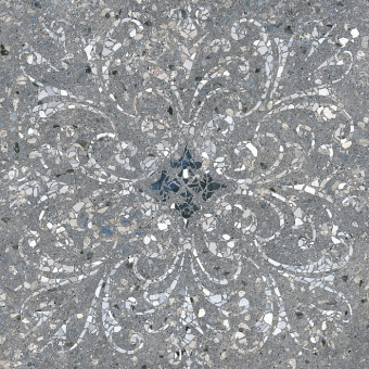 Плитка Kerama Marazzi Терраццо Серый Тёмный Декорированный Обрезной Sg632900R Пол