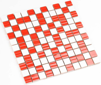 Плитка Мозаика Kotto Keramika СМ 3004 С2 red str./white